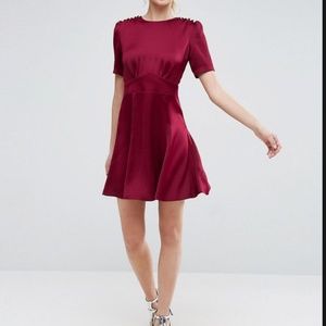ASOS Satin Tea Dress with Rouleau Buttons